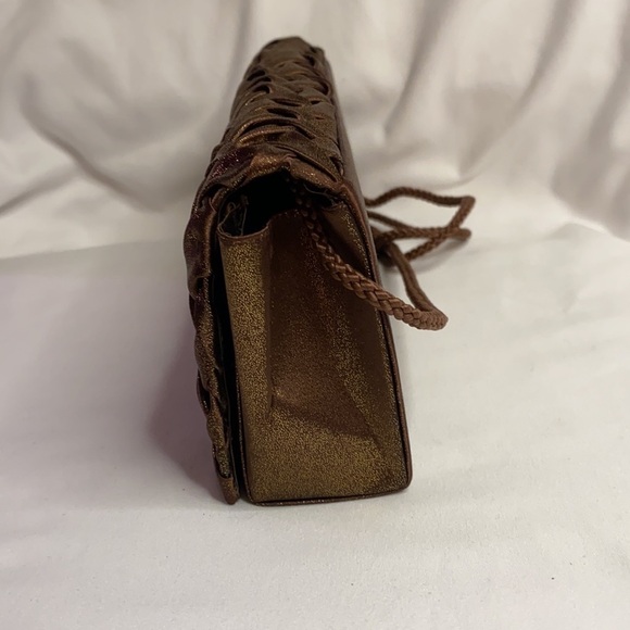 Triangular Clutch, Crossbody Purse with Golden Shimmer - Picture 5 of 7